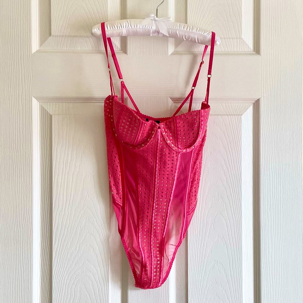 Preloved, Victoria Secret Teddy lingerie. Rose Pink. 34 C